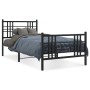 Bed frame with headboard and black metal footboard 100x200cm by , Beds and slatted bases - Ref: Foro24-376337, Price: 83,27 €...