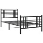 Bed frame with headboard and black metal footboard 100x200cm by , Beds and slatted bases - Ref: Foro24-376337, Price: 83,27 €...