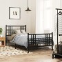 Bed frame with headboard and black metal footboard 100x200cm by , Beds and slatted bases - Ref: Foro24-376337, Price: 83,27 €...