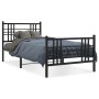 Bed frame with headboard and black metal footboard 90x200 cm by , Beds and slatted bases - Ref: Foro24-376335, Price: 80,36 €...