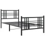 Bed frame with headboard and black metal footboard 90x200 cm by , Beds and slatted bases - Ref: Foro24-376335, Price: 80,36 €...