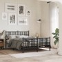 Black metal headboard and footboard bed frame 140x190 cm by , Beds and slatted bases - Ref: Foro24-376342, Price: 125,57 €, D...