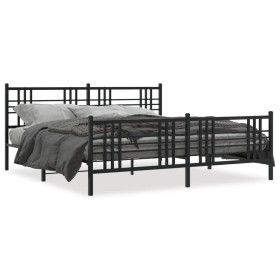 Black metal headboard and footboard bed frame 200x200 cm by , Beds and slatted bases - Ref: Foro24-376349, Price: 141,99 €, D...