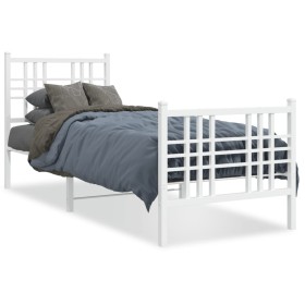 Metal bed frame with headboard and footboard white 80x200 cm by , Beds and slatted bases - Ref: Foro24-376382, Price: 77,99 €...