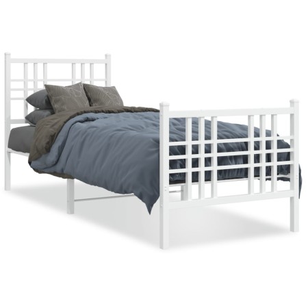 Metal bed frame with headboard and footboard white 80x200 cm by , Beds and slatted bases - Ref: Foro24-376382, Price: 77,69 €...