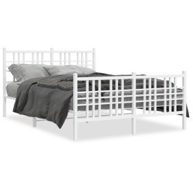 Metal bed frame with headboard and white footboard 120x200 cm by , Beds and slatted bases - Ref: Foro24-376389, Price: 119,99...