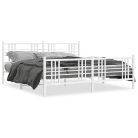 Metal bed frame with headboard and footboard white 183x213 cm by , Beds and slatted bases - Ref: Foro24-376396, Price: 137,99...