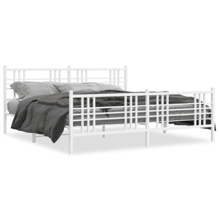 Metal bed frame with headboard and footboard white 183x213 cm by , Beds and slatted bases - Ref: Foro24-376396, Price: 137,78...