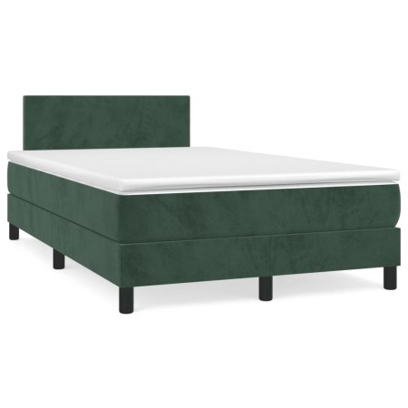 Cama box spring con colchón terciopelo verde oscuro 120x190 cm de , Camas y somieres - Ref: Foro24-3269828, Precio: 377,44 €,...