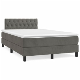 Box spring bed with dark gray velvet mattress 120x190 cm by , Beds and slatted bases - Ref: Foro24-3269856, Price: 379,17 €, ...