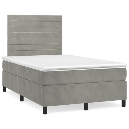 Cama box spring con colchón terciopelo gris claro 120x190 cm de , Camas y somieres - Ref: Foro24-3270001, Precio: 410,81 €, D...