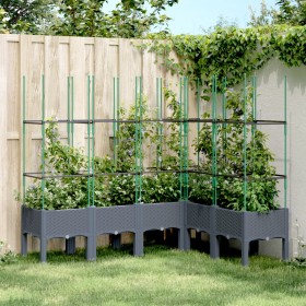 Jardinera con enrejado PP gris 160x120x142,5 cm de , Maceteros y jardineras - Ref: Foro24-367966, Precio: 119,99 €, Descuento: %