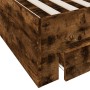 Smoked oak engineered wood bed with drawers 200x200 cm by , Beds and slatted bases - Ref: Foro24-3280360, Price: 204,99 €, Di...