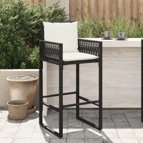 Kitchen stools with cushions 2 pcs black synthetic rattan by , Garden chairs - Ref: Foro24-368705, Price: 171,99 €, Discount: %