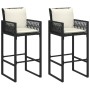 Kitchen stools with cushions 2 pcs black synthetic rattan by , Garden chairs - Ref: Foro24-368705, Price: 173,21 €, Discount: %