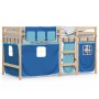 High bed for children with blue pine wood curtains 90x190 cm by , Beds and slatted bases - Ref: Foro24-3283827, Price: 165,99...