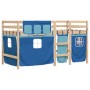 High bed for children with blue pine wood curtains 90x190 cm by , Beds and slatted bases - Ref: Foro24-3283827, Price: 165,99...