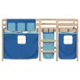 High bed for children with blue pine wood curtains 90x190 cm by , Beds and slatted bases - Ref: Foro24-3283827, Price: 165,99...