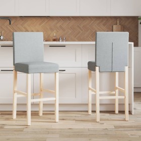 High stools 2 pcs solid rubber wood and fabric by , Kitchen stools - Ref: Foro24-4006189, Price: 128,99 €, Discount: %