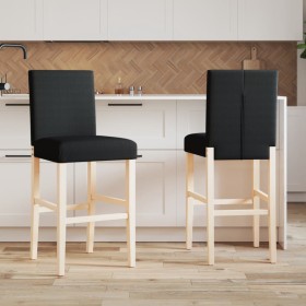 High stools 2 pcs solid rubber wood and fabric by , Kitchen stools - Ref: Foro24-4006194, Price: 103,88 €, Discount: %