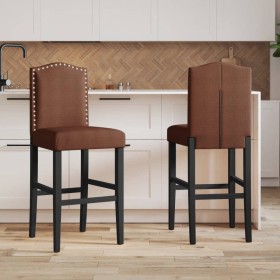 High stools 2 pcs solid rubber wood and fabric by , Kitchen stools - Ref: Foro24-4006210, Price: 109,72 €, Discount: %