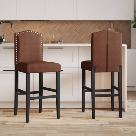 High stools 2 pcs solid rubber wood and fabric by , Kitchen stools - Ref: Foro24-4006210, Price: 135,99 €, Discount: %