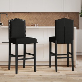 High stools 2 pcs solid rubber wood and fabric by , Kitchen stools - Ref: Foro24-4006212, Price: 109,87 €, Discount: %