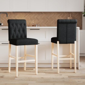 High stools 2 pcs solid rubber wood and fabric by , Kitchen stools - Ref: Foro24-4006219, Price: 111,74 €, Discount: %