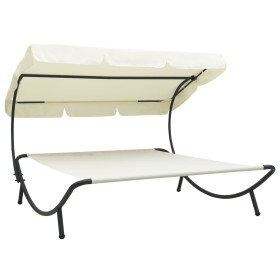 Garden lounger with gray awning by vidaXL, Loungers - Ref: Foro24-48071, Price: 94,88 €, Discount: %