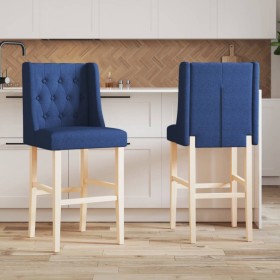 High stools 2 pcs solid rubber wood and fabric by , Kitchen stools - Ref: Foro24-4006225, Price: 156,99 €, Discount: %