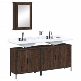 3-piece bathroom furniture set in brown oak plywood by , Bathroom furniture - Ref: Foro24-3214794, Price: 161,99 €, Discount: %