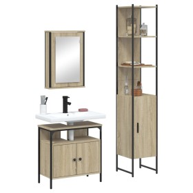 Set de muebles de baño 3 pzas madera contrachapada roble Sonoma de , Muebles de baño - Ref: Foro24-3214796, Precio: 194,66 €,...