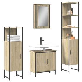 Sonoma oak plywood 4-piece bathroom furniture set by , Bathroom furniture - Ref: Foro24-3214831, Price: 263,51 €, Discount: %