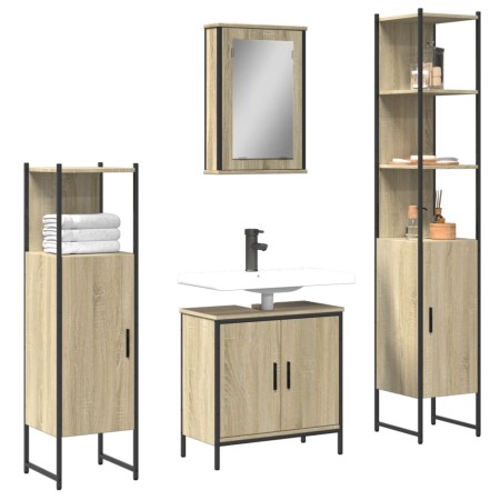 Juego de muebles de baño 4 pzas contrachapada roble Sonoma de , Muebles de baño - Ref: Foro24-3214831, Precio: 296,78 €, Desc...