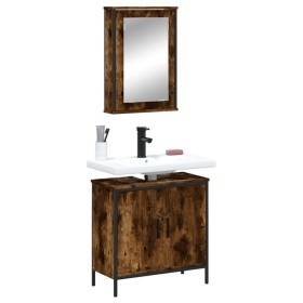 Set de muebles baño 2 pzas madera contrachapada roble ahumado de , Muebles de baño - Ref: Foro24-3214782, Precio: 101,99 €, D...