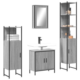 Bathroom furniture set 4 pieces sonoma gray plywood by , Bathroom furniture - Ref: Foro24-3214833, Price: 239,99 €, Discount: %