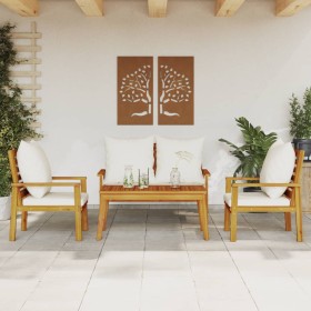 4-piece garden furniture set with solid acacia wood cushions by , Garden sets - Ref: Foro24-3211795, Price: 435,26 €, Discoun...