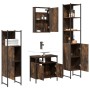 4-piece bathroom furniture set smoked oak plywood by , Bathroom furniture - Ref: Foro24-3214827, Price: 243,92 €, Discount: %