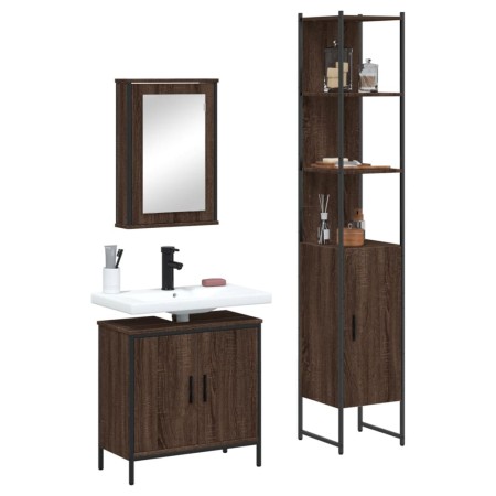 Set de muebles baño 3 pzas madera contrachapada roble marrón de , Muebles de baño - Ref: Foro24-3214804, Precio: 169,47 €, De...