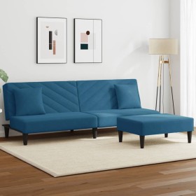 2-teilige Sofagarnitur aus blauem Samt mit Kissen von , Sofas - Ref: Foro24-3216261, Preis: 283,32 €, Rabatt: %