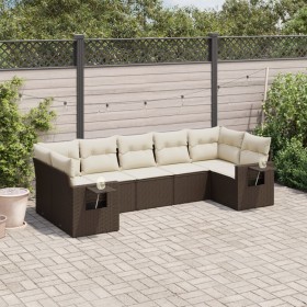 7-piece garden sofa set with brown PE rattan cushions by , Garden sets - Ref: Foro24-3220592, Price: 512,99 €, Discount: %