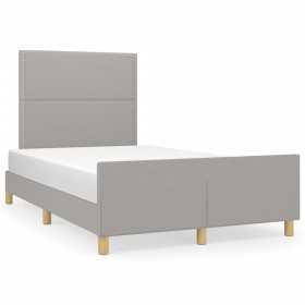 Bed frame with headboard light gray fabric 120x190 cm by , Beds and slatted bases - Ref: Foro24-3270506, Price: 174,99 €, Dis...