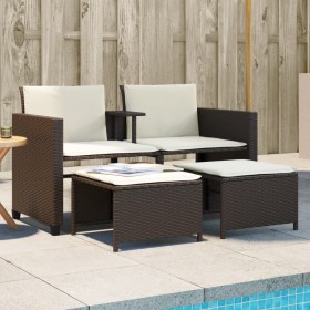 2 seater garden sofa with brown PE rattan table and stools by , Garden sets - Ref: Foro24-368417, Price: 217,99 €, Discount: %