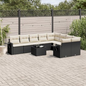 Gartensofa-Set 10-teilig mit schwarzen synthetischen Rattankissen von , Gartensets - Ref: Foro24-3252983, Preis: 618,99 €, Ra...