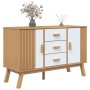 OLDEN sideboard solid white and brown pine wood 114x43x73.5cm by , Sideboards - Ref: Foro24-358599, Price: 177,10 €, Discount: %