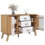 OLDEN sideboard solid white and brown pine wood 114x43x73.5cm by , Sideboards - Ref: Foro24-358599, Price: 177,10 €, Discount: %