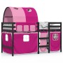 Cama alta para niños con túnel madera pino rosa 90x200 cm de , Camas y somieres - Ref: Foro24-3283852, Precio: 203,40 €, Desc...