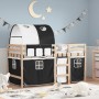 Cama alta niños con túnel madera pino blanco negro 90x200 cm de , Camas y somieres - Ref: Foro24-3283844, Precio: 220,27 €, D...