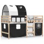 Cama alta niños con túnel madera pino blanco negro 90x200 cm de , Camas y somieres - Ref: Foro24-3283844, Precio: 174,47 €, D...