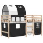 Cama alta niños con túnel madera pino blanco negro 90x200 cm de , Camas y somieres - Ref: Foro24-3283844, Precio: 174,47 €, D...